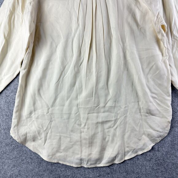 Vintage Pinky & Dianne Silk Top Womens 8 Cream Tuxedo Long Sleeve Button Blouse* - Picture 9 of 15
